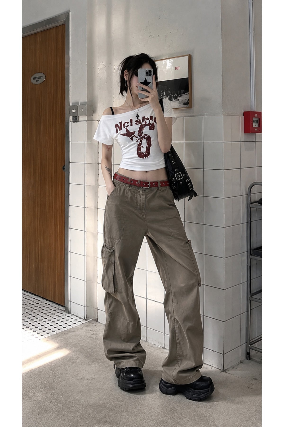 Beyaz Nclshior 6 Y2K Kısa Kollu Crop - None Wear