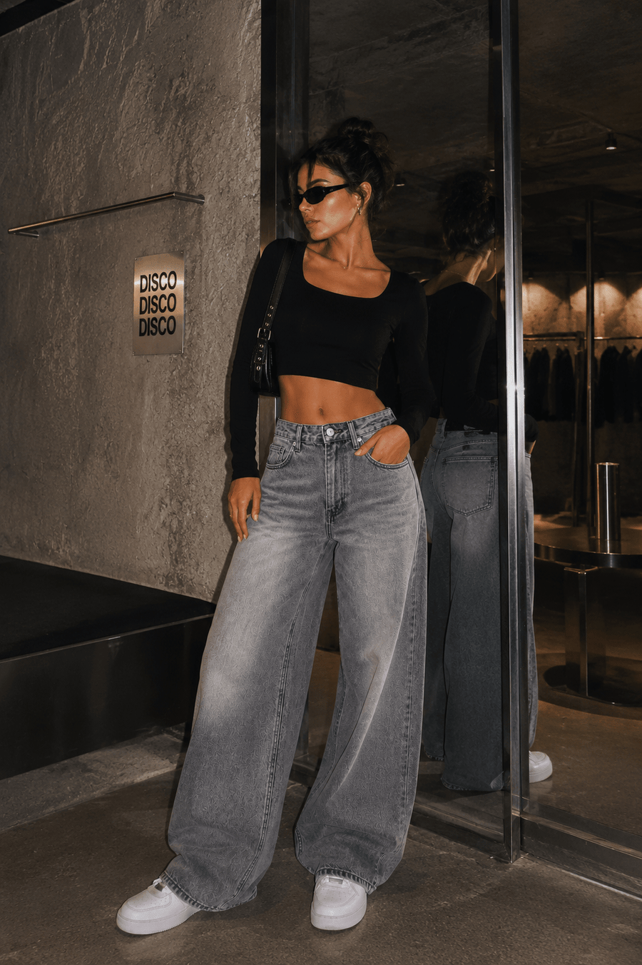 Gri Baggy Salaş Cepli Bol Kesim Kot Pantolon - None Wear