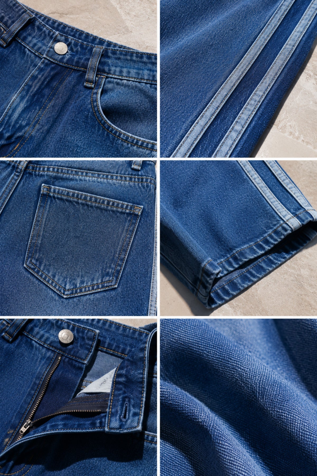 Mavi Yıkamalı Yan Şeritli Oversize Baggy Jean Y2K Wide Leg Pantolon - None Wear