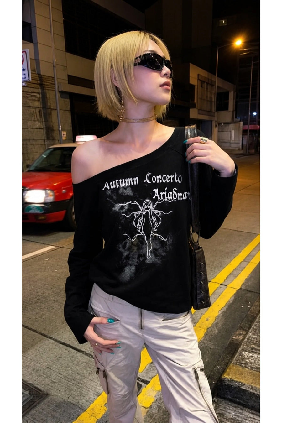 Siyah Autumun Corcerto Salaş Omuz Dekolteli Uzun Kollu - None Wear